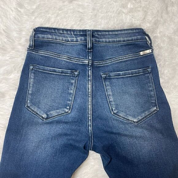 KanCan Skinny Jeans High Rise Distressed Raw Hem Stretch Dark Wash Size 25 - Picture 8 of 8